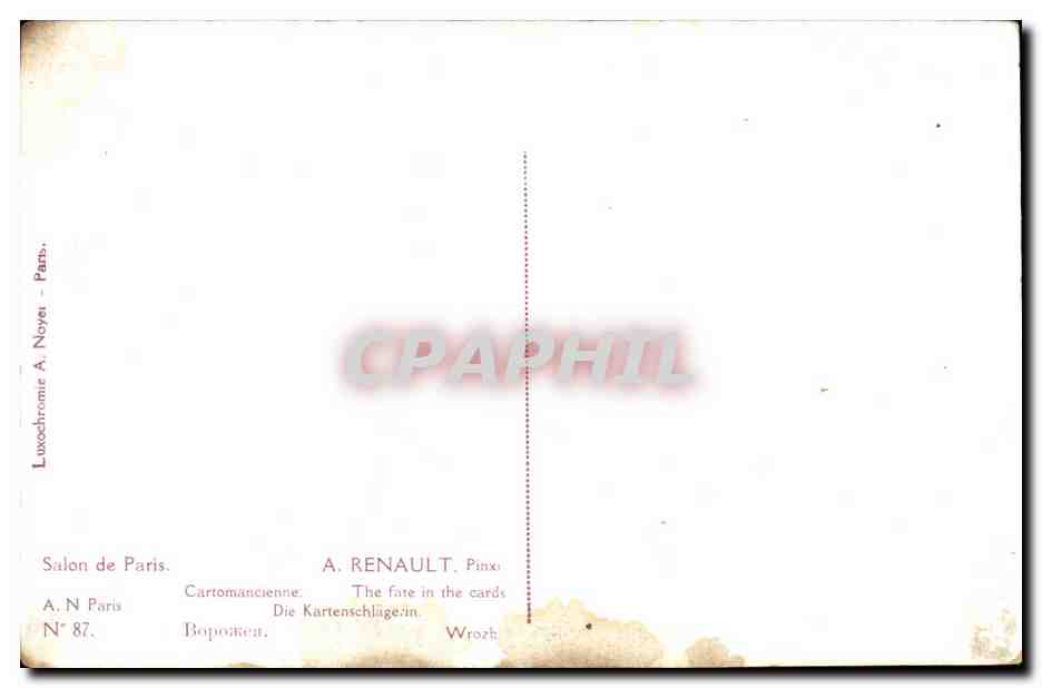 Arts - Tableau - A Renault - Cartomancienne - The fate in the cards - cartes - jeu - CPA  — Rückseite