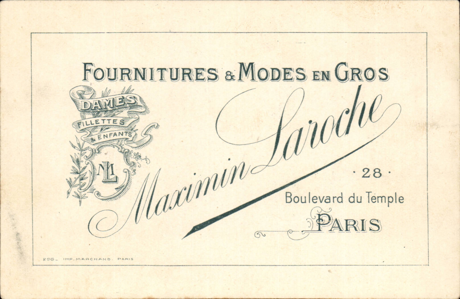 Paris 11 - Boulevard du Temple - Maxinin Laroche - Fournitures et Modes en Gros - CPA 