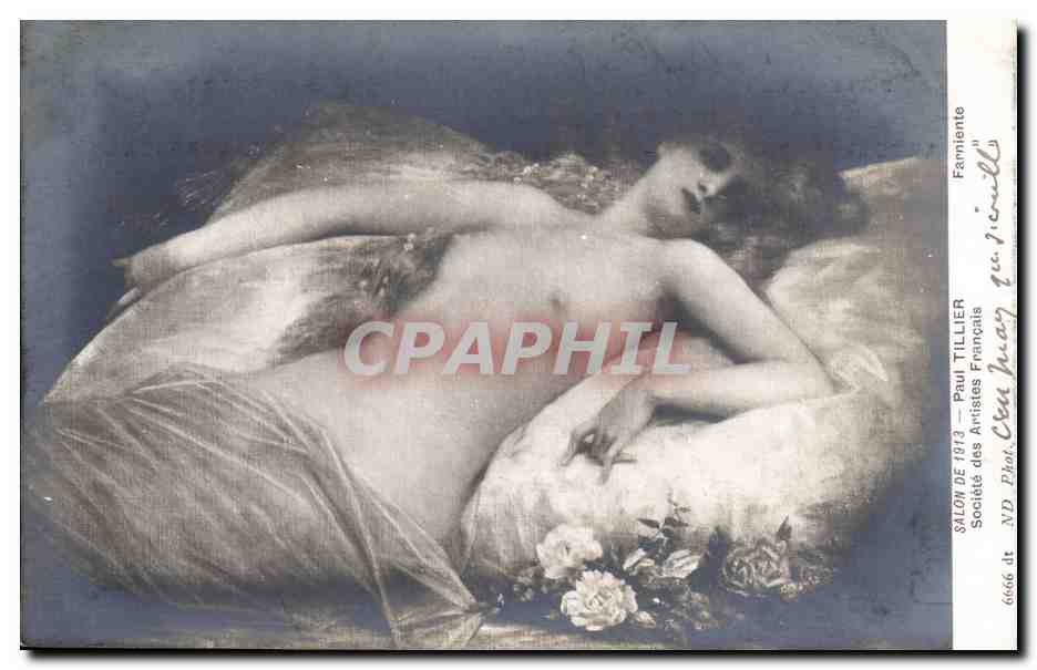 Erotiques - Nus - Woman splayed in bed of roses - CPA 