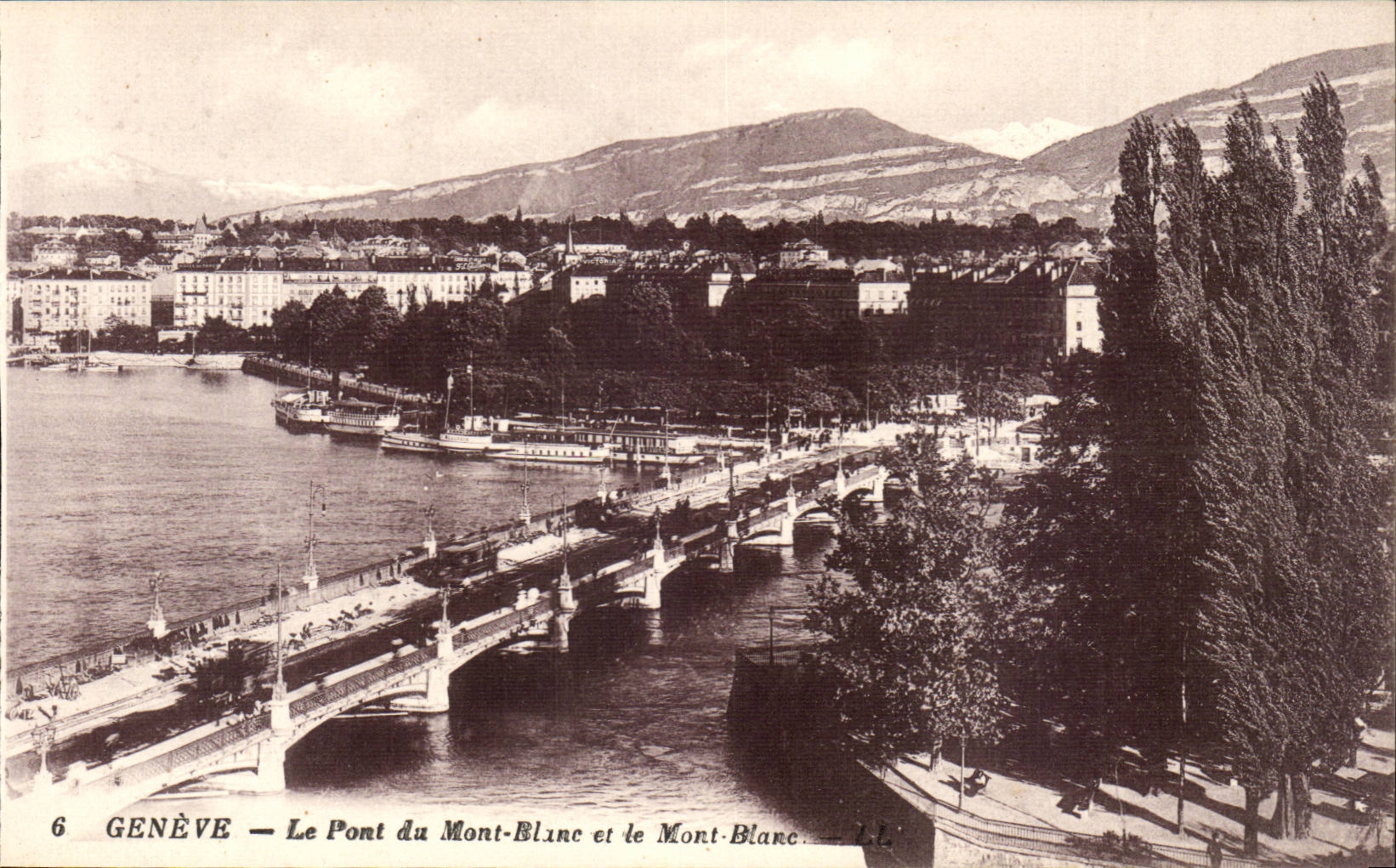 Suisse Geneve CPA Le pont du Mont Blanc et le Mont Blanc