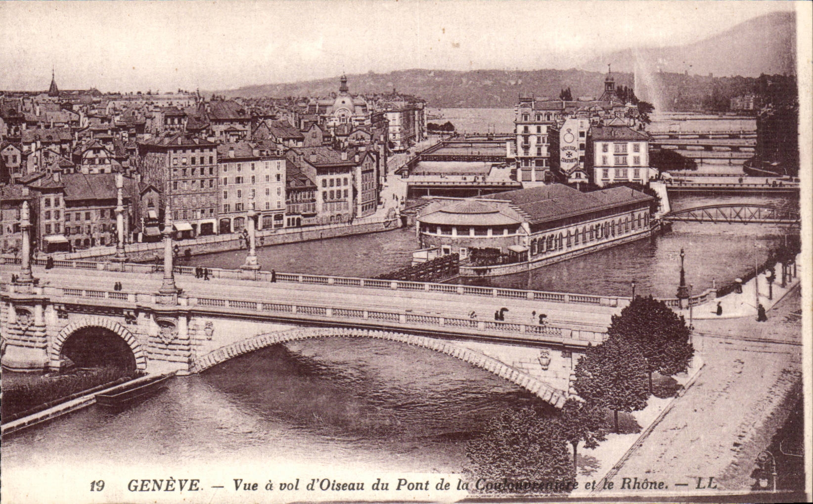 Suisse Geneve CPA Vue a vol d'oiseau du pont 