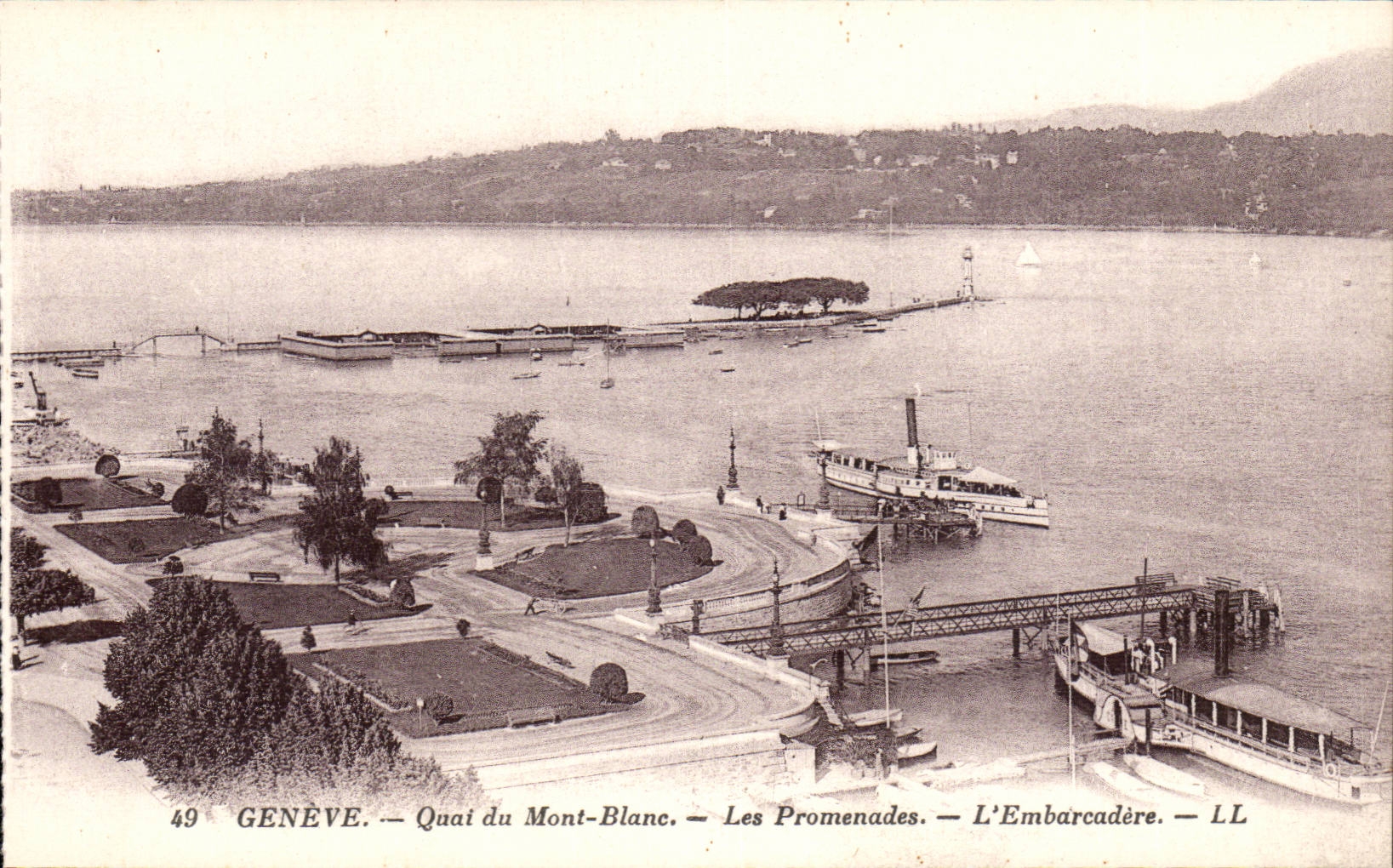 Suisse Geneve CPA Quai du Mont Blanc Les promenades L'embarcadere