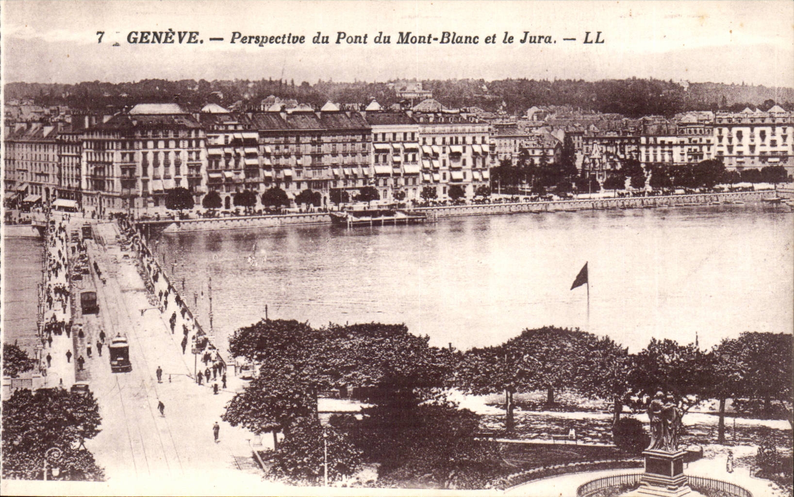 Suisse Geneve CPA Perspective du pont du Mont Blanc et le jura