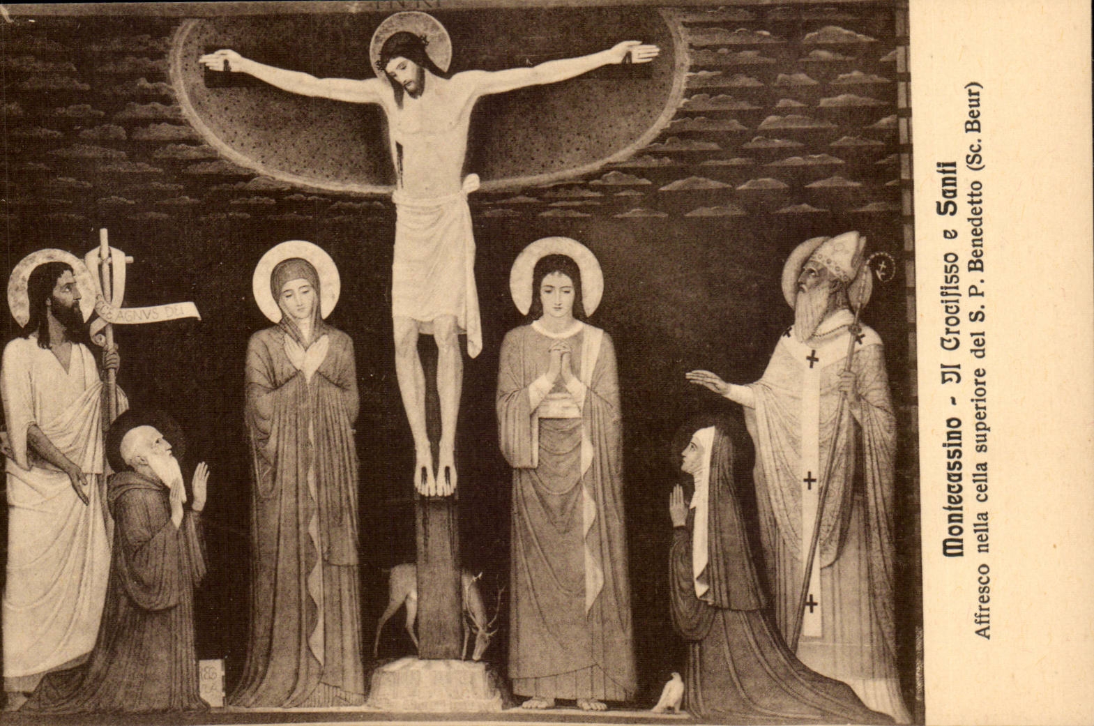 Italie Italia CPA Montecassino Affresco nella celle superiore del S P Benedetto (Christ)