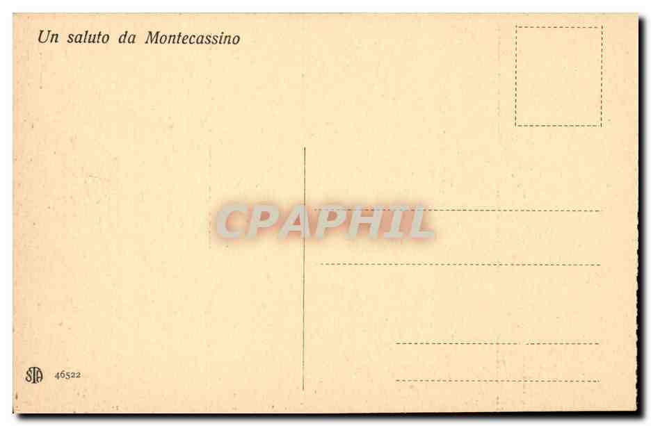 Italie Italia CPA Montecassino Statua di brono cripta in Monteccasino — Rückseite