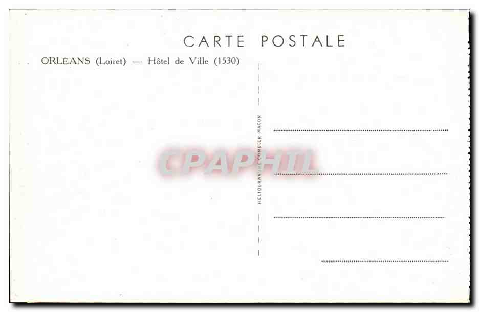 Orleans CPA Hotel de ville (1530) — Verso
