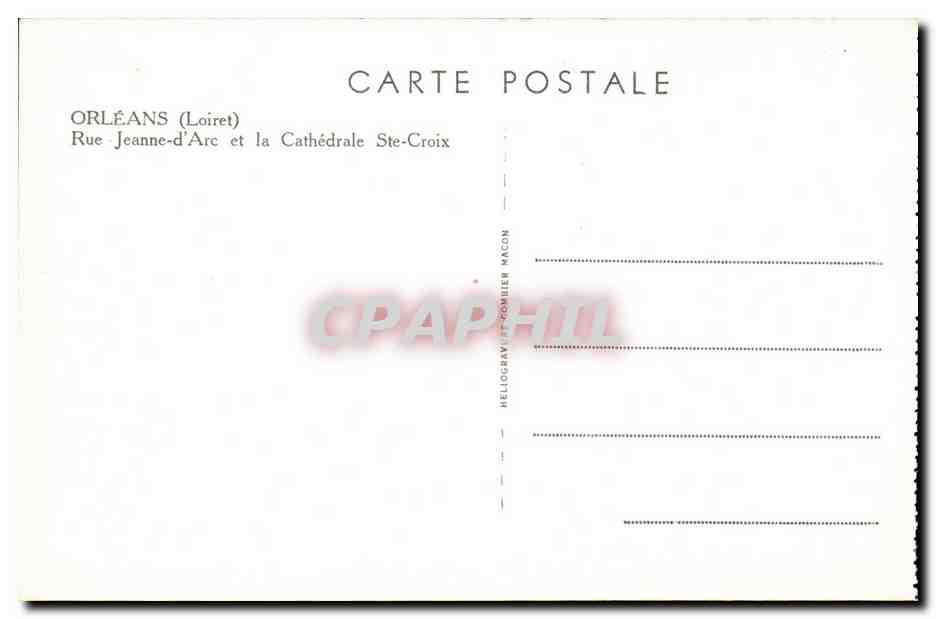 Orleans CPA Rue Jeanne d'arc et la cathedrale Ste CRoix — Verso