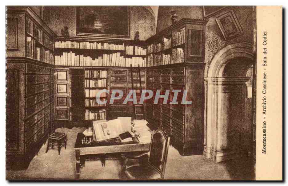 Italie Italia Badia di Montecassino CPA Archivo cassinese Sale dei Codici (library bibliotheque)