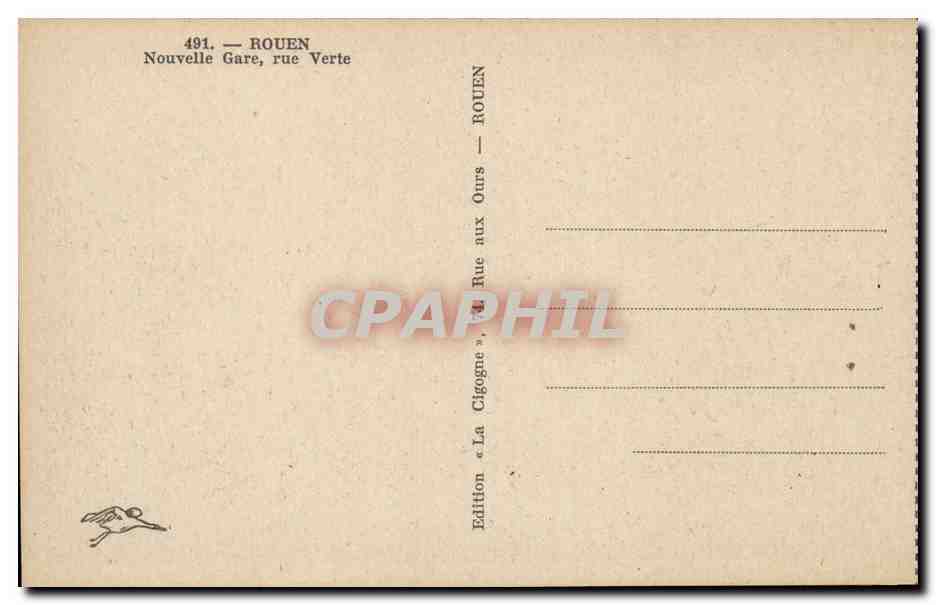 Rouen CPA Nouvelle gare Rue verte — Verso