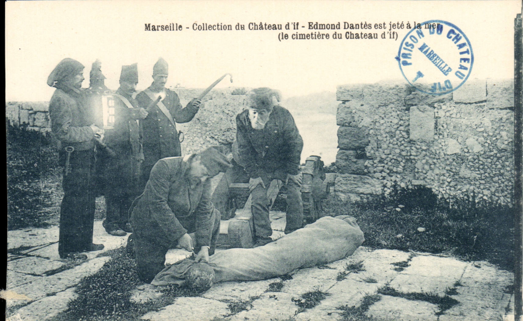 Marseille CPA Collection du chateau d'If Revolution edmond Dantes est jete a la mer ( cimetiere du chateau d'If )