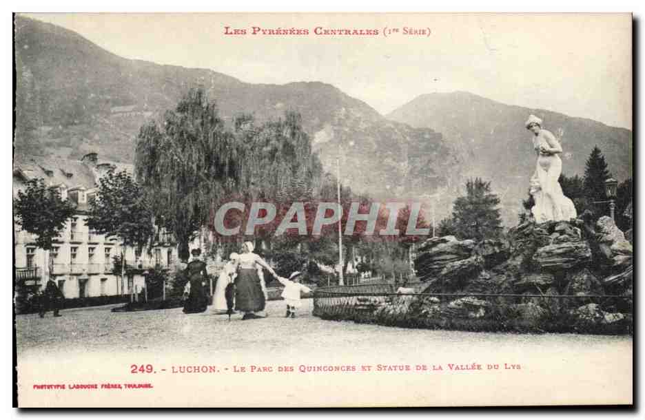 Luchon — Le Parc des Quinconces et Statue de la Vallée du Lys — Phototype Laddouche Frères, Toulouse