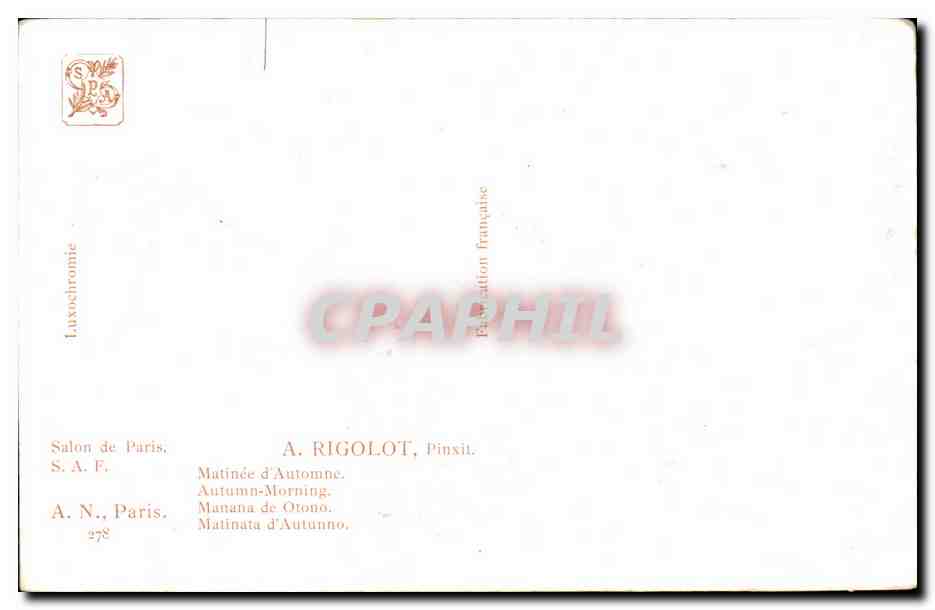 CPA Rigolot Matinee d'automne — Verso
