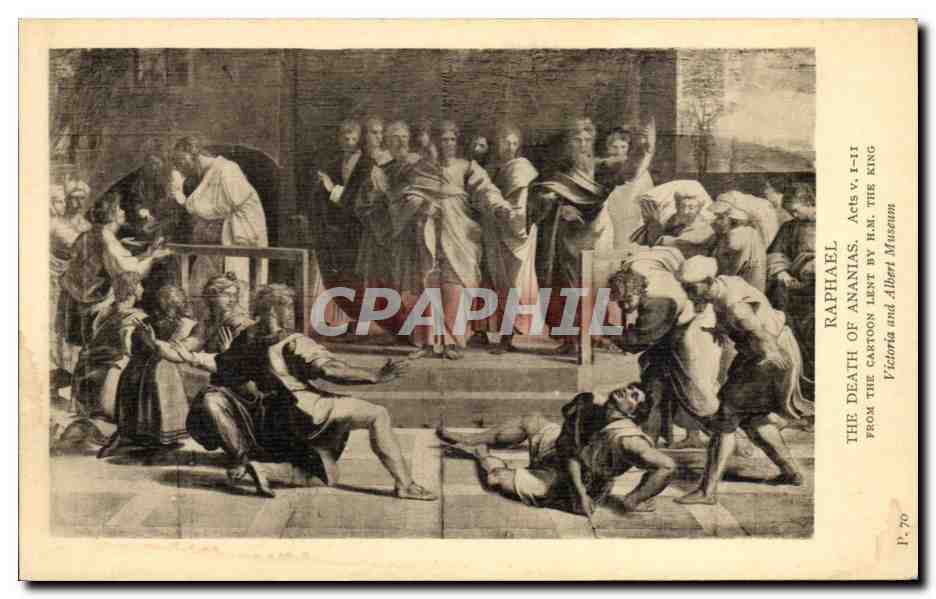 CPA Raphael The death of Ananias from the cartoon lent by HM the king Victoria and Albert Museum