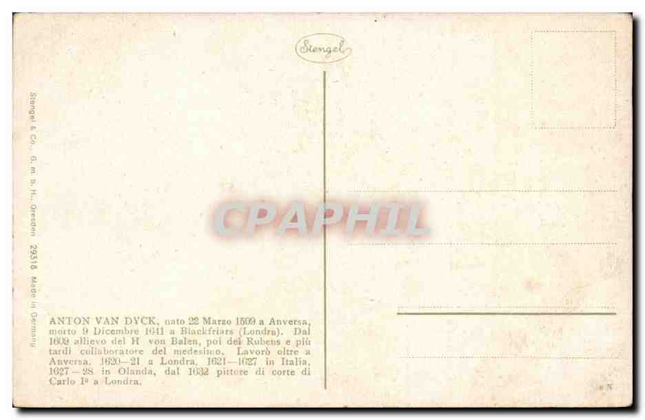 CPA SAcra famiglia Anton Van Dyck  — Verso