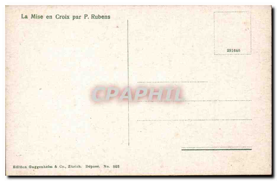 CPA La mise en croix par Rubens — Verso