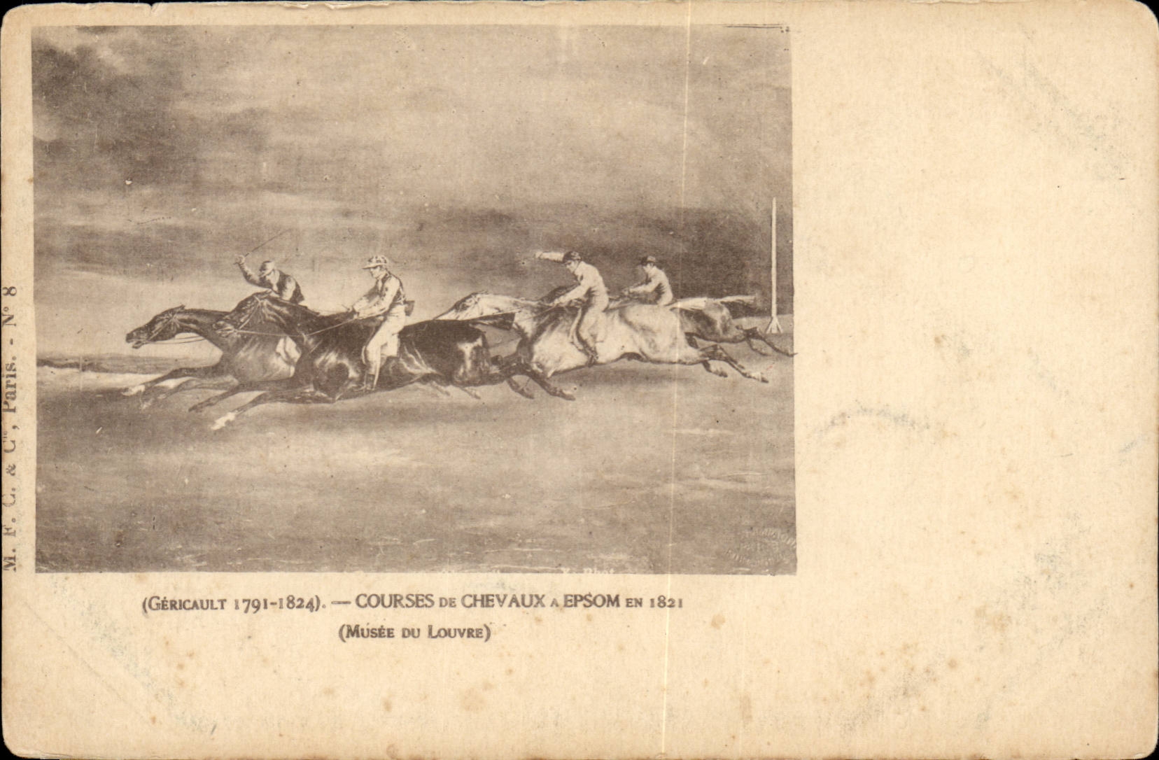 CPA Gericault Courses de chevaux a Epsom en 1821 Musee du louvre Paris Hippisme