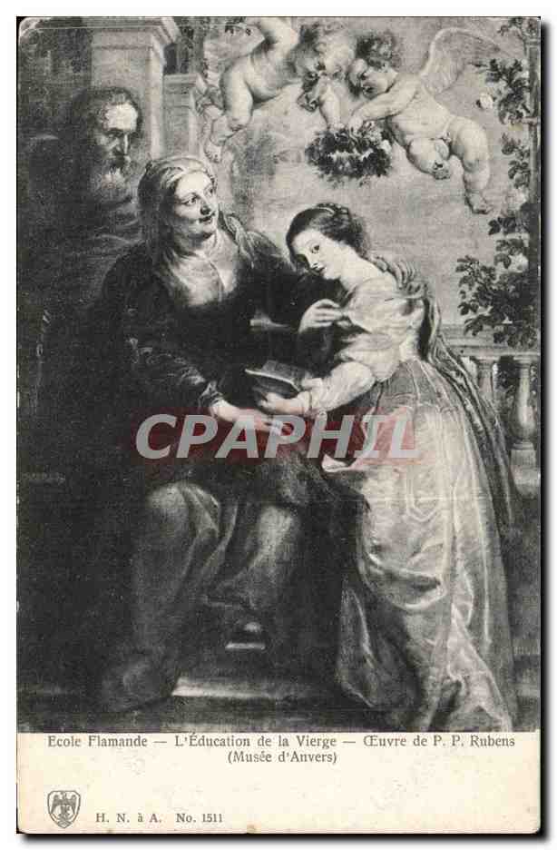 CPA Ecole flamande L'education de la vierge Oeuvre de Rubes Musee d'Anvers