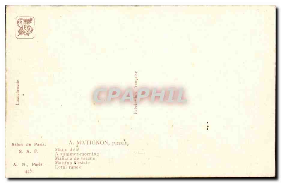 CPA Salon de Paris Matignon Matin d'ete — Verso