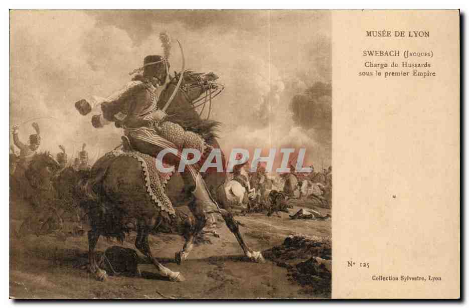 CPA Musee de Lyon Swebach Charge de hussards sous le premier Empire Miltiaria Uniforme uniform
