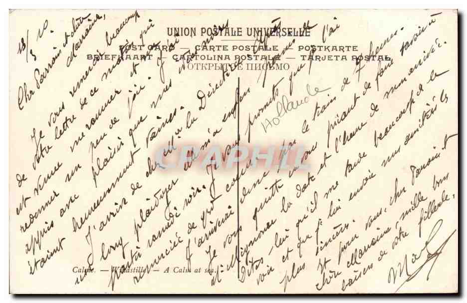 CPA Velde de Jonge Willem van de Stil Water Bateau Voilier — Verso