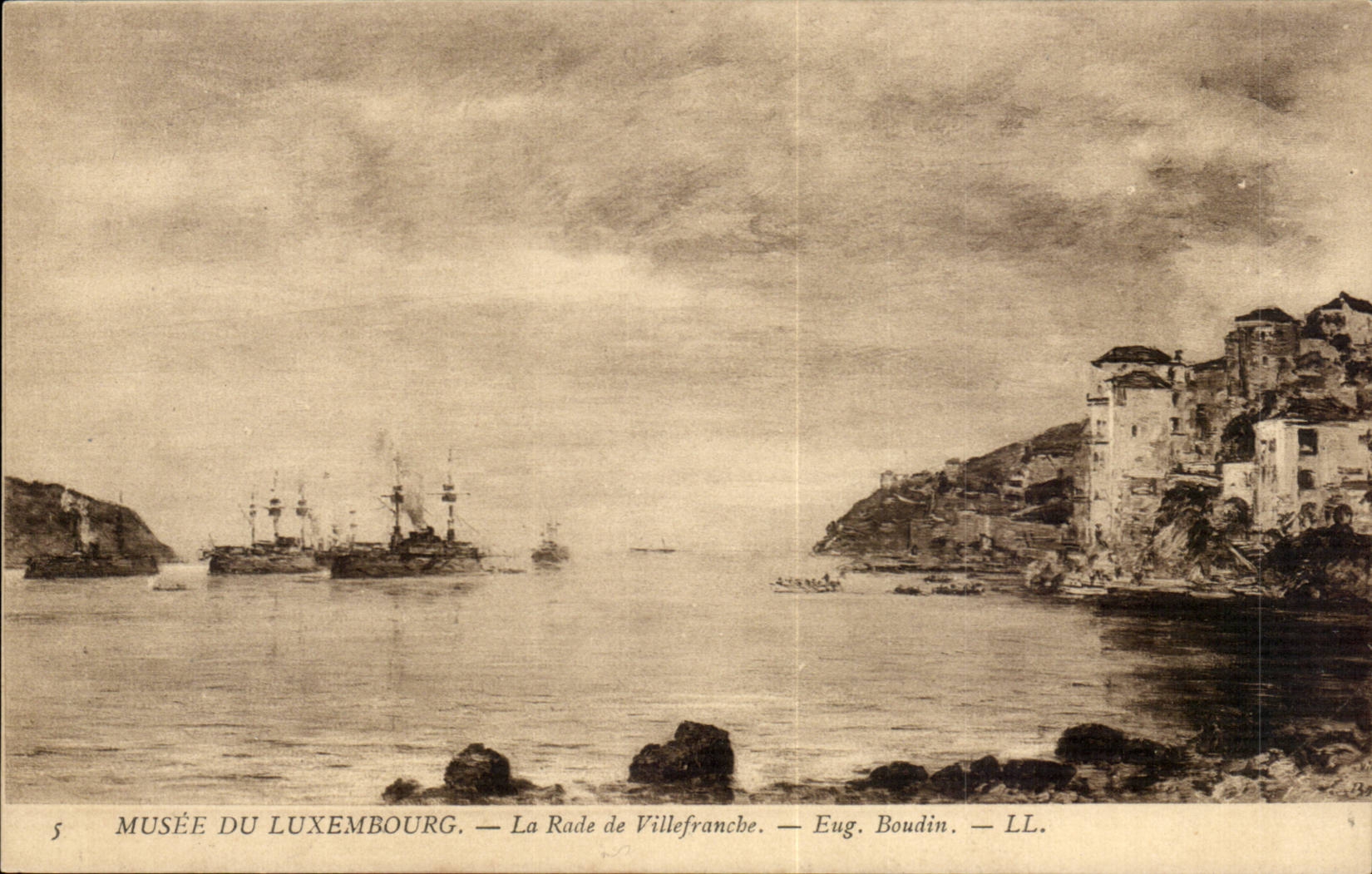 CPA Musee du Luxembourg La rade de Villefranche Eugene Boudin Bateau Militaria
