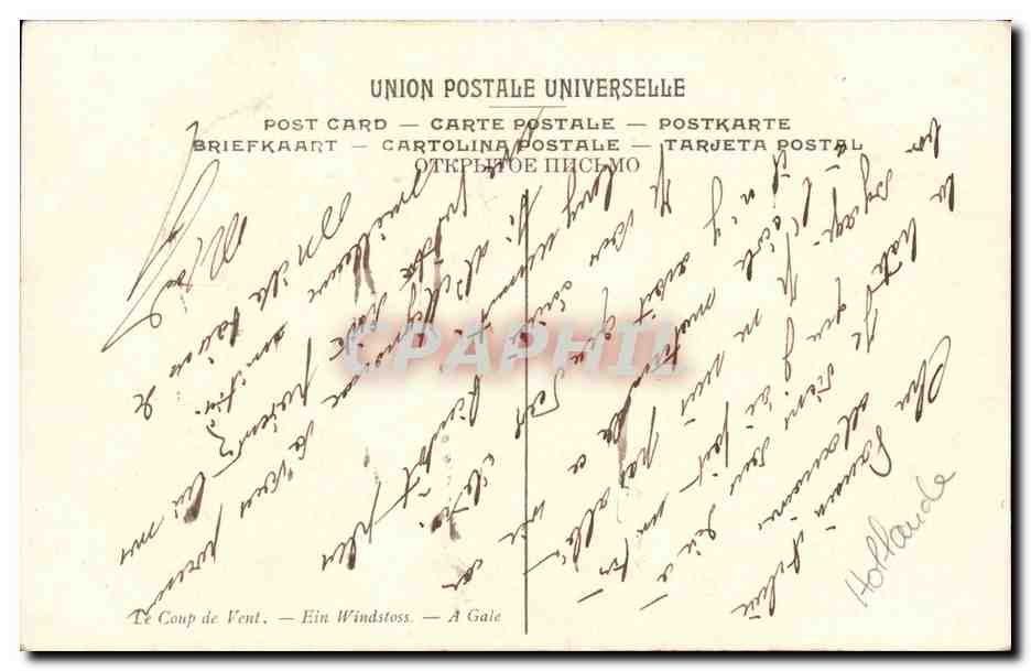 CPA VElde de Jonge (Willem van de) De Windstoot (bateau) — Verso