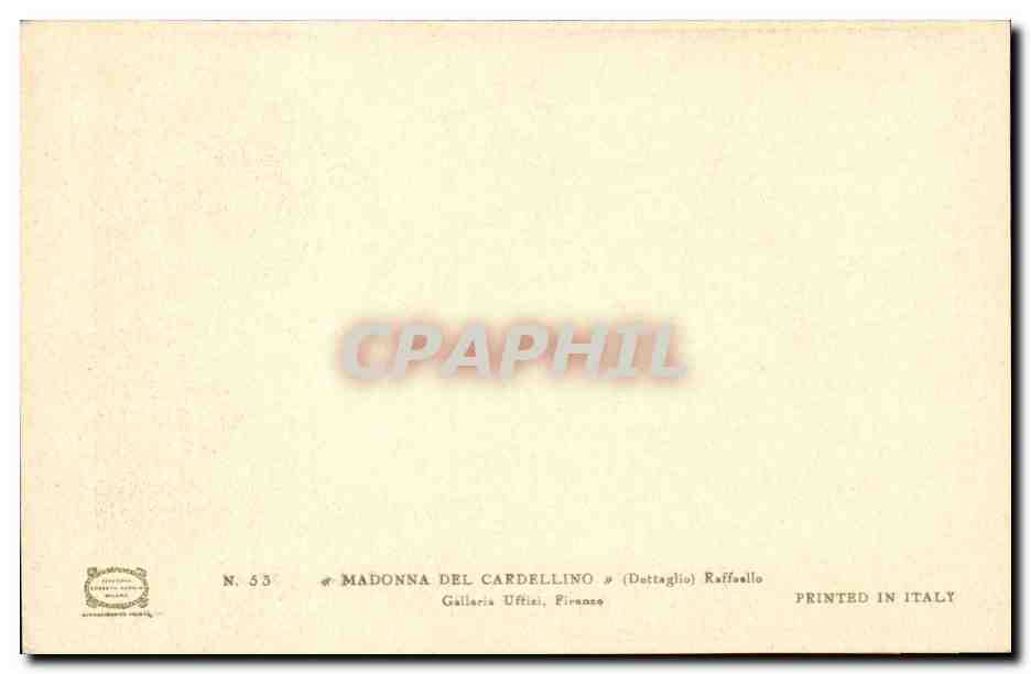 CPA Madonna del CArdellino Raffaello Galleria Uffixi Firenzo — Verso