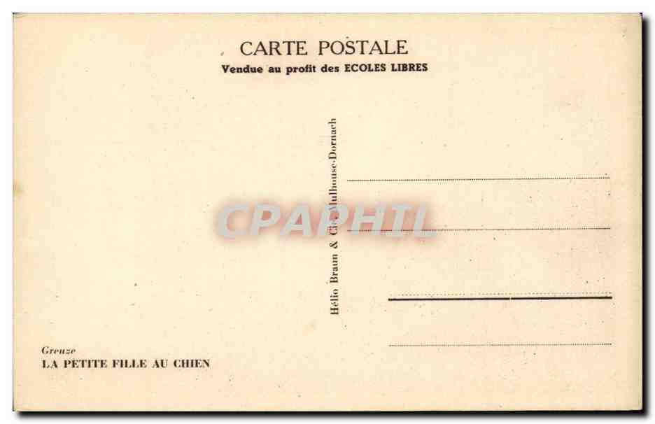 CPA La petite fille au chien (dog) Greuze — Rückseite