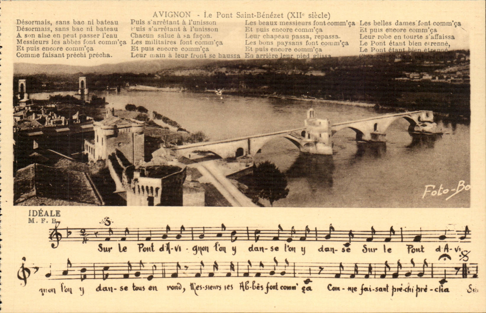 Avignon- Pont St Benezet - Chanson - musique - CPA 