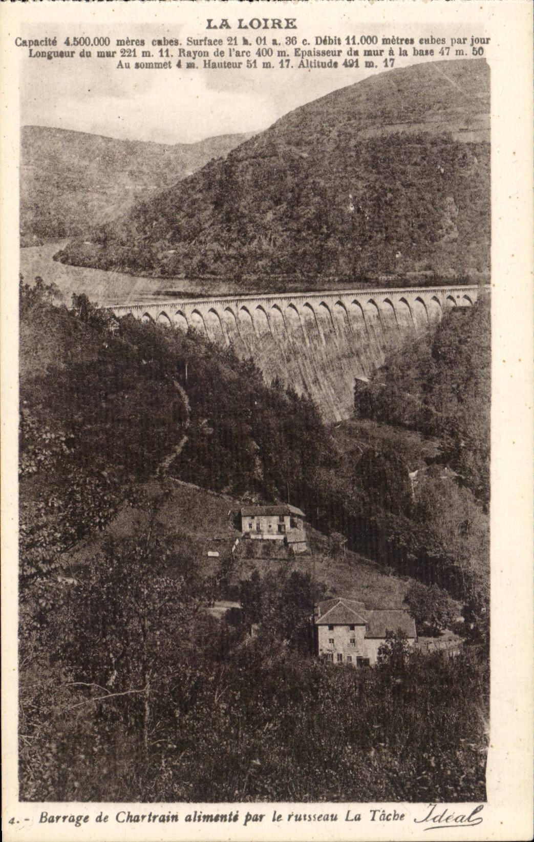 Barrage de Chartrain - alimente par le russeau la Tache - CPA 