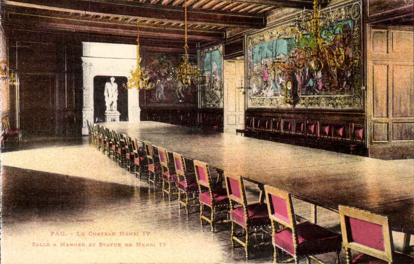 Pau - Le Château Henri IV - Salle à Manger et Statue de Henri IV
