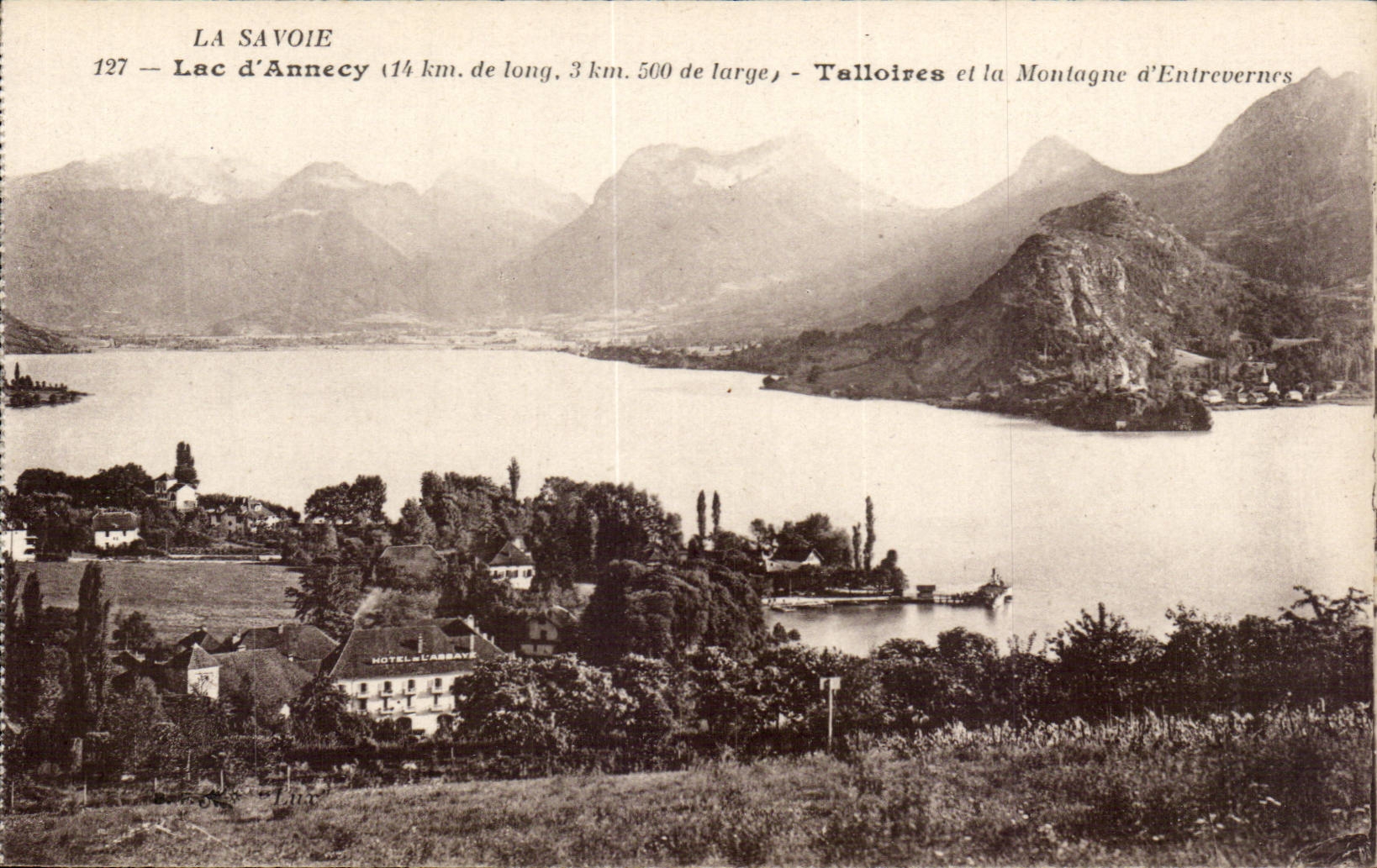 Lac d'Annecy — Talloires et la Montagne d'Entrevernes — La Savoie — Éditeur : Imp. Catala Pérelman