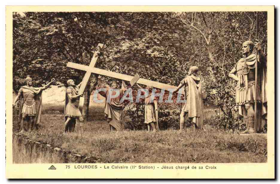 Lourdes - Le Calvaire - II Station - Jesus charge de sa croix - CPA 