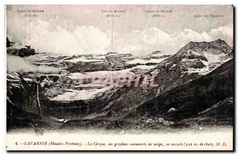 Gavarnie - Le Cirque ses gradins recouverts de neige - Sa Cascade - CPA 