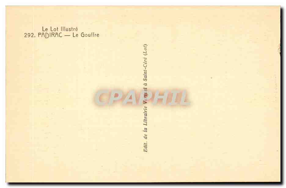 Padirac — Le Gouffre — Éditeur : La Librairie Vermiet à Saint-Céré (Lot) — Verso