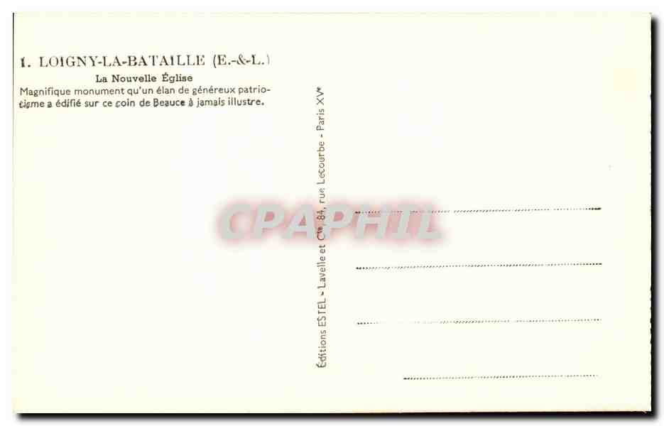 Loigny la Bataille CPA La nouvelle eglise — Back