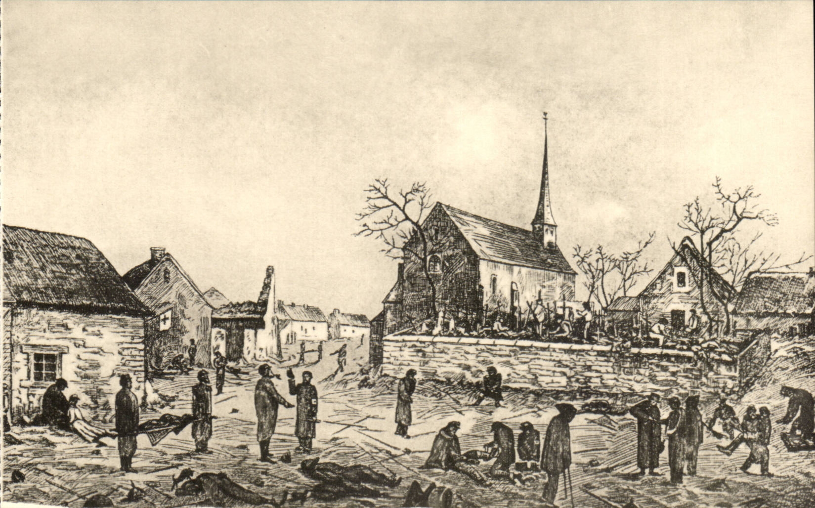 Loigny-la-Bataille — Plac et Cimetière le 3 Décembre 1870 — Soins des blessés et enlèvement des Morts — Éditions ESTEL - Lavelle et Cie, rue Lecourbe, Paris