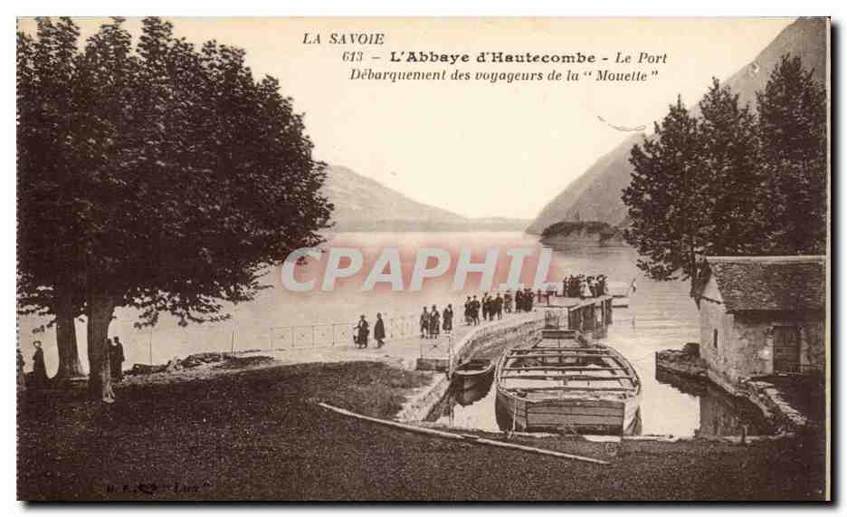 Aix les Bains - Abbaye Hautecombe - Le Port Debarquement des voyageurs de la Mouette - bateau - CPA 