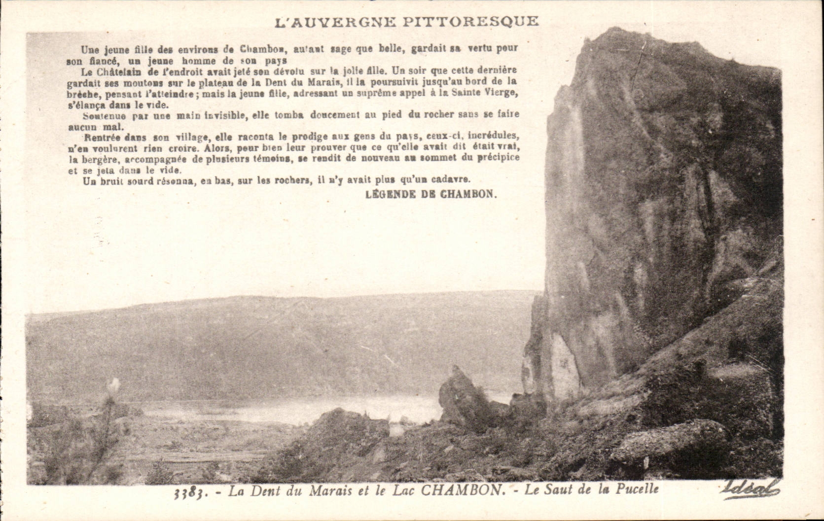 La Dent du Marais et le Lac Chambon — Le Saut de la Pucelle — Légende de Chambon — Éditeur Ideal