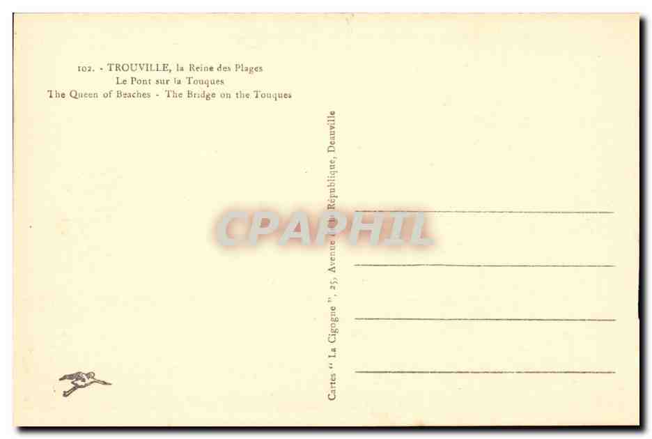 Trouville - La Reine des Plage - Le Pont sur les Touques - CPA  — Verso