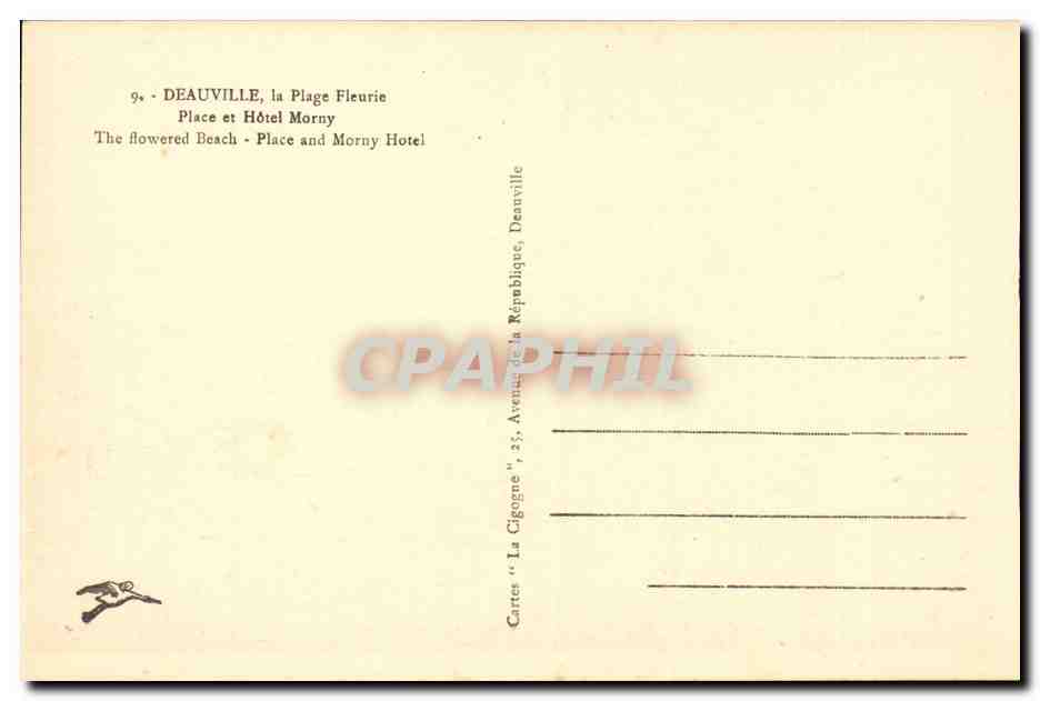 Deauville - La Plage Fleurie - Place et Hotel Morny - CPA  — Verso