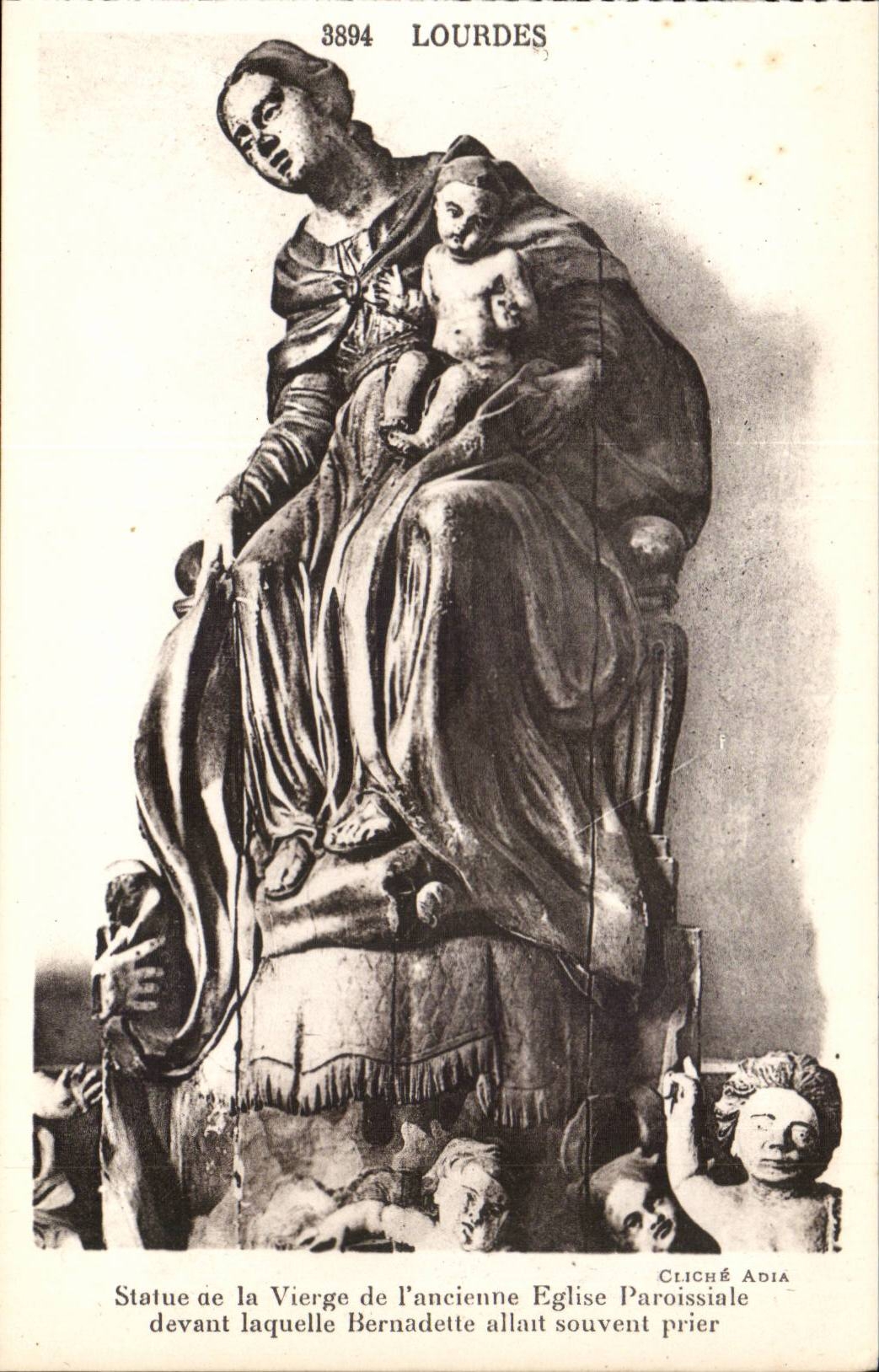 Lourdes - Statue de la Vierge - CPA 