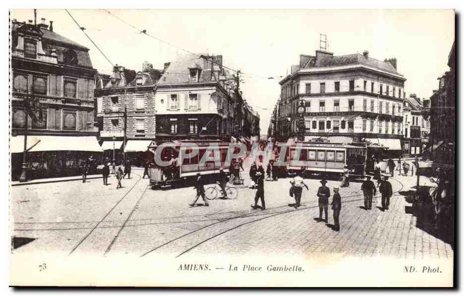 Amiens - -La Place Gambetta - velo - tramway - CPA 