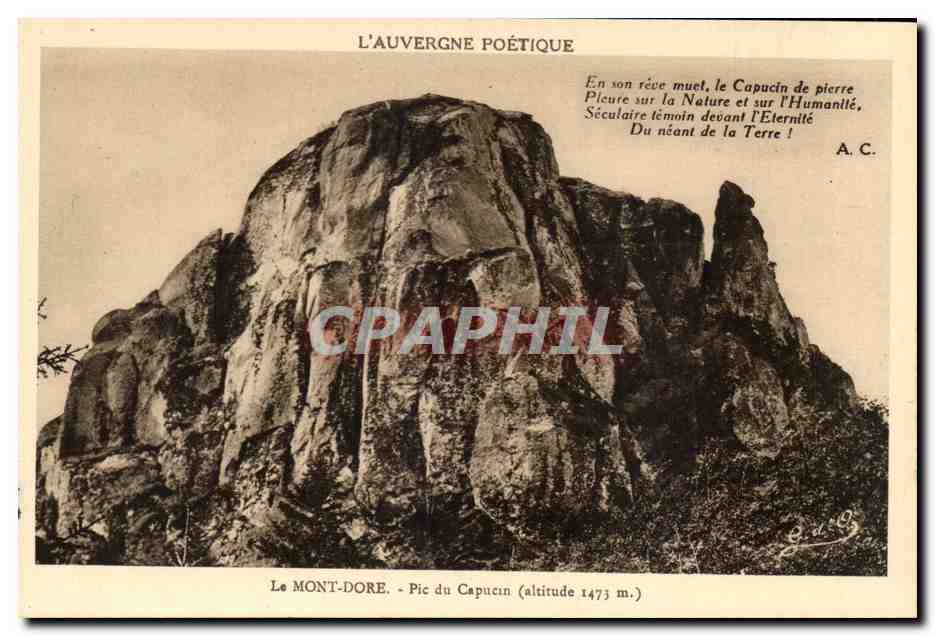 Le Mont dore cPA Pic du capucin (1475m)