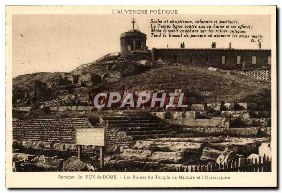 Auvergne CPA Sommet du Puy de Dome Les ruines du temple de Mercure et l'observatoire