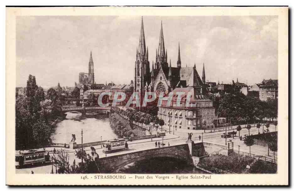 Strasbourg CPA Pont des Vosges Eglise sAint Paul