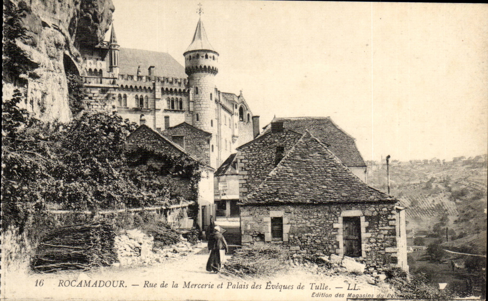 Rocamadour — Rue de la Mercerie und Palast der Bischöfe von Tulle — Ausgabe der Magasins du Pelerin
