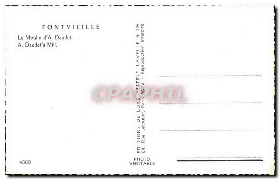 CPSM Fontvieille Le moulin de Alphonse Daudet ( windmill ) — Rückseite