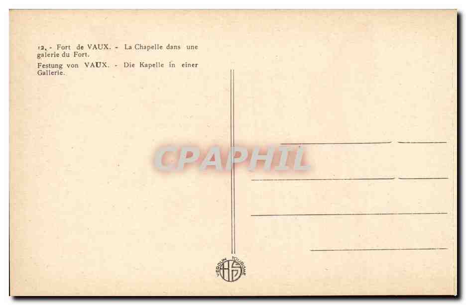 Fort de Vaux — Chapelle dans une galerie — éditeur J. H. S. (CPAPHIL) — Reverso