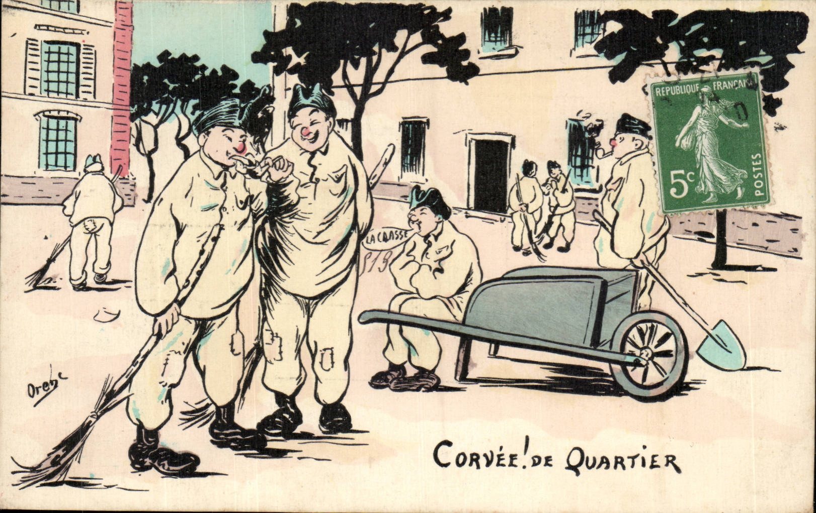 CPA Illustrateur Orede Corvee de quartier (militaria)